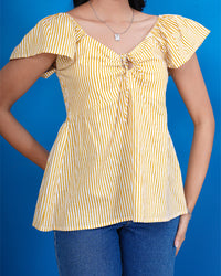 Golden Breeze Stripe Cotton Top