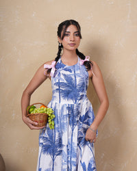 Azure Palm Escape Cotton Dress