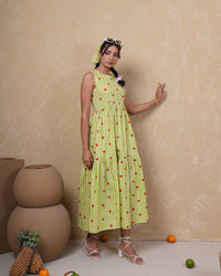 Lime Heart Stripe Pure Cotton Dress