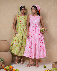 Lime Heart Stripe Pure Cotton Dress