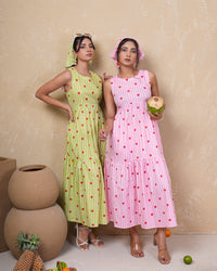 Lime Heart Stripe Pure Cotton Dress