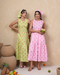 Lime Heart Stripe Pure Cotton Dress