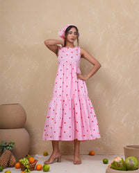 Blush Heart Stripe Pure Cotton Dress