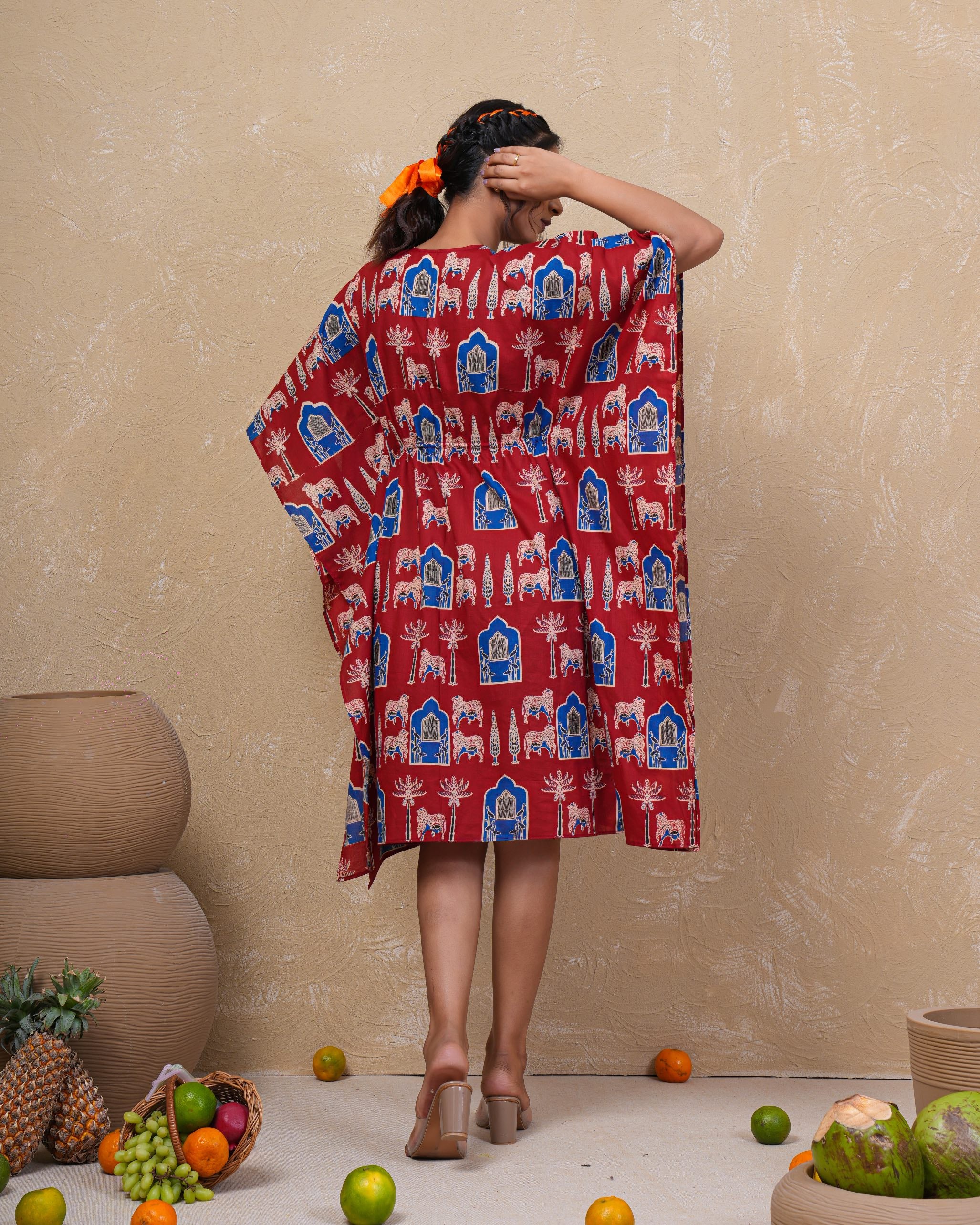 Royal Caravan Printed Cotton Kaftan Dress