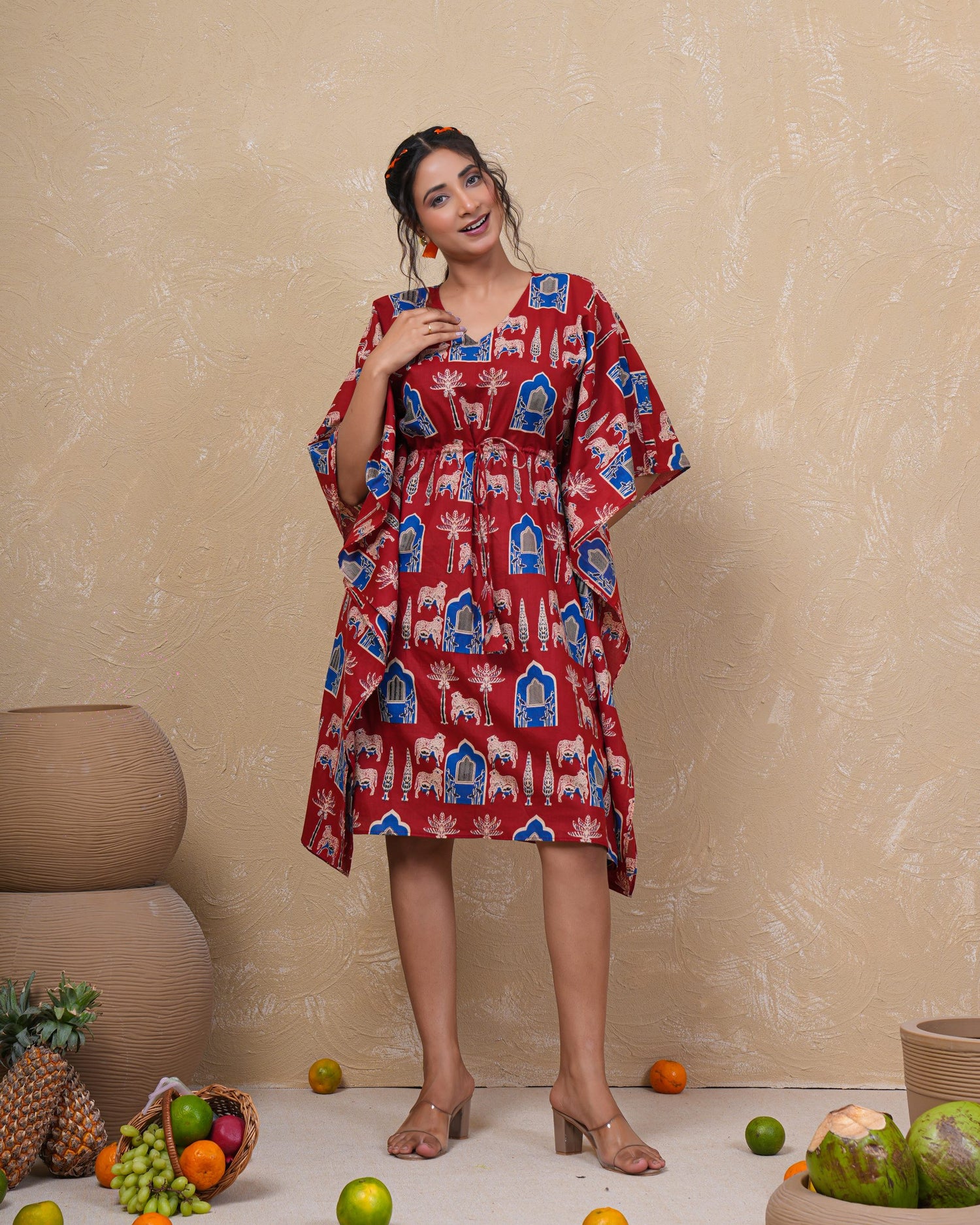 Royal Caravan Printed Cotton Kaftan Dress
