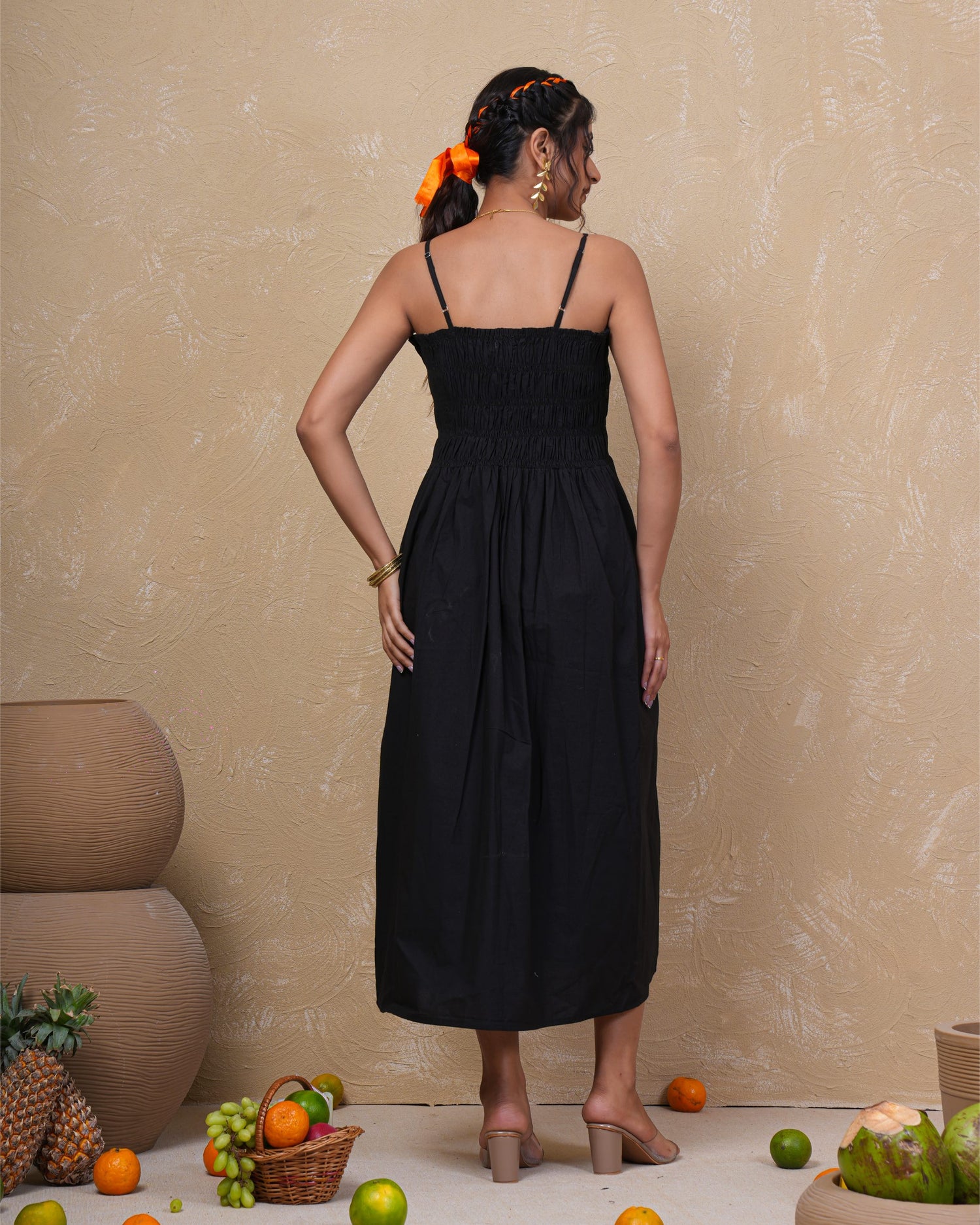 Midnight Muse Smocked Cotton Dress
