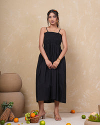 Midnight Muse Smocked Cotton Dress