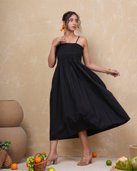 Midnight Muse Smocked Cotton Dress