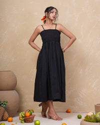 Midnight Muse Smocked Cotton Dress