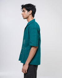 Emerald Rose Hand Embroidered Men’s Shirt