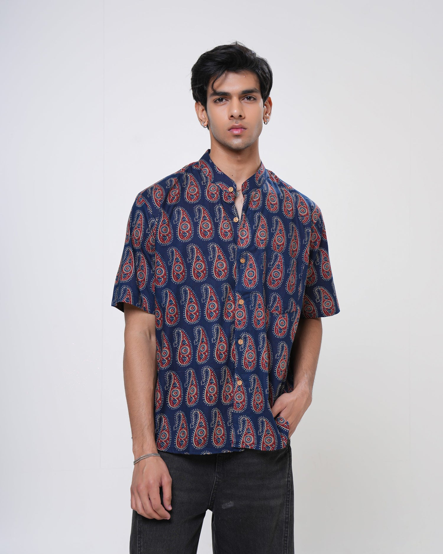 Indigo Paisley Printed Men’s Shirt