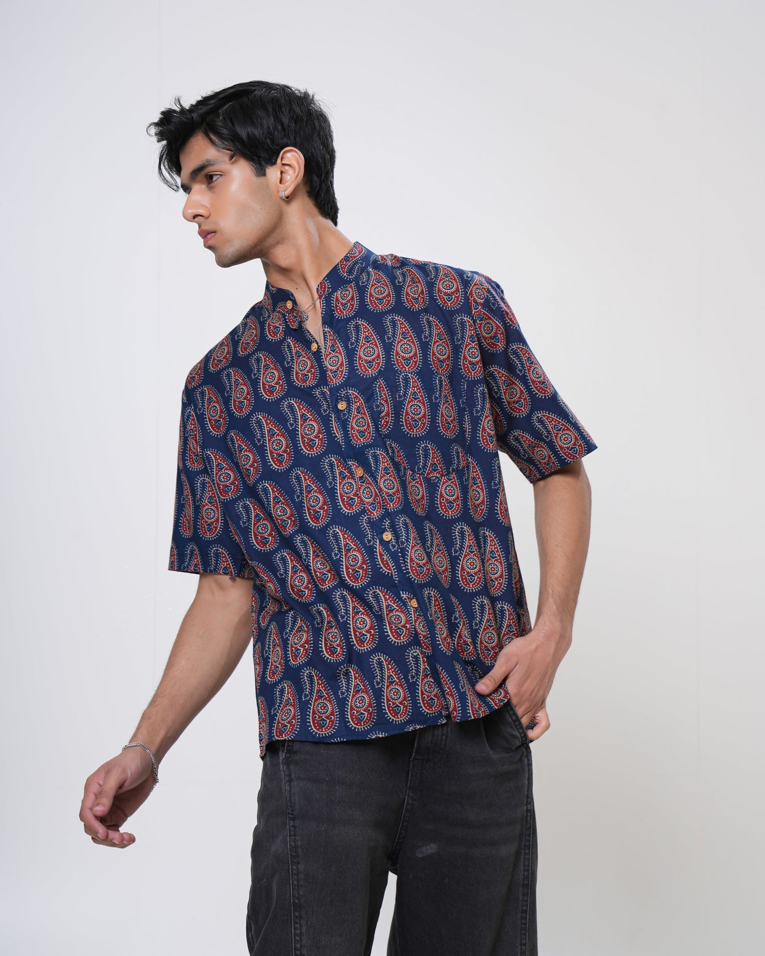 Indigo Paisley Printed Men’s Shirt