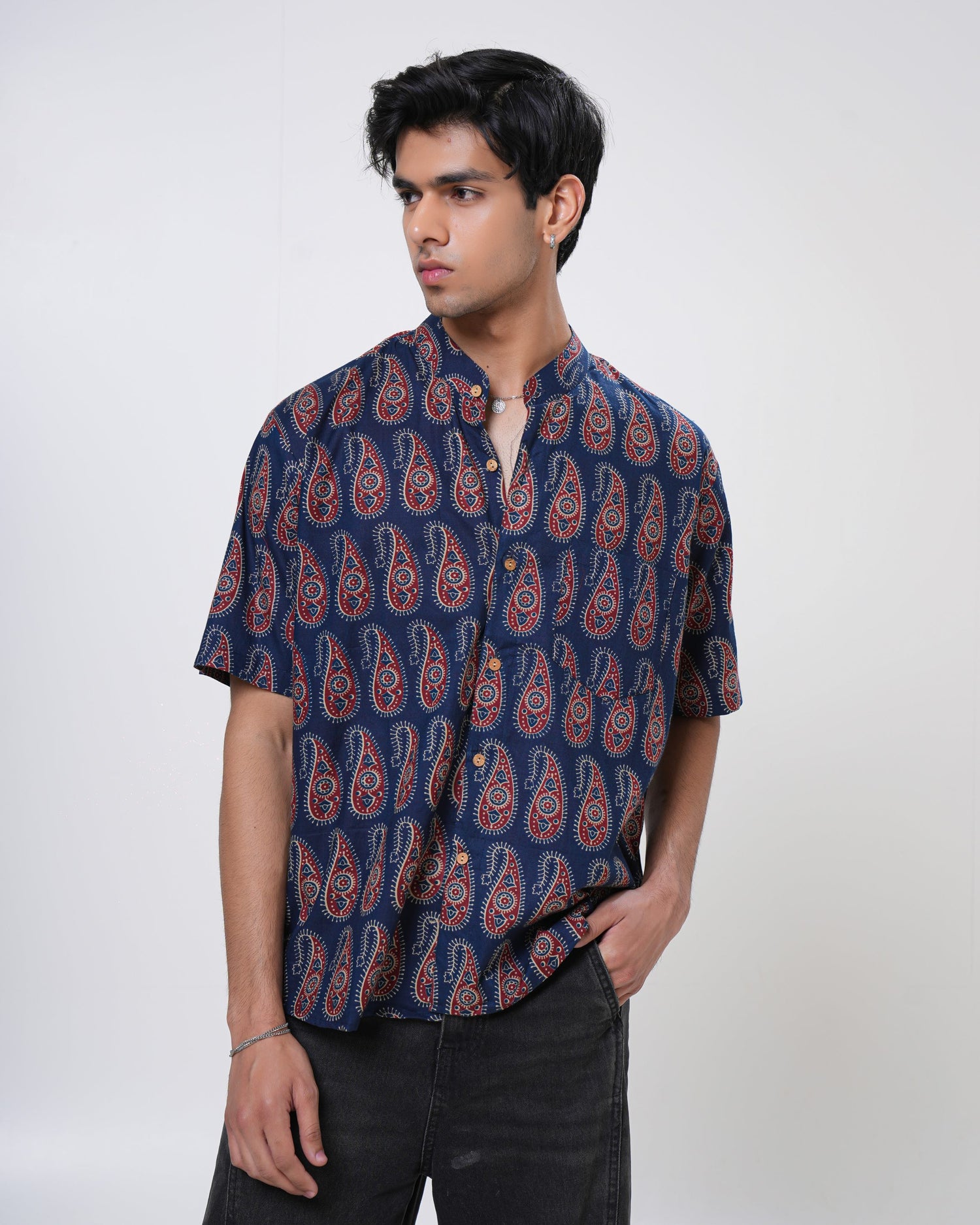 Indigo Paisley Printed Men’s Shirt