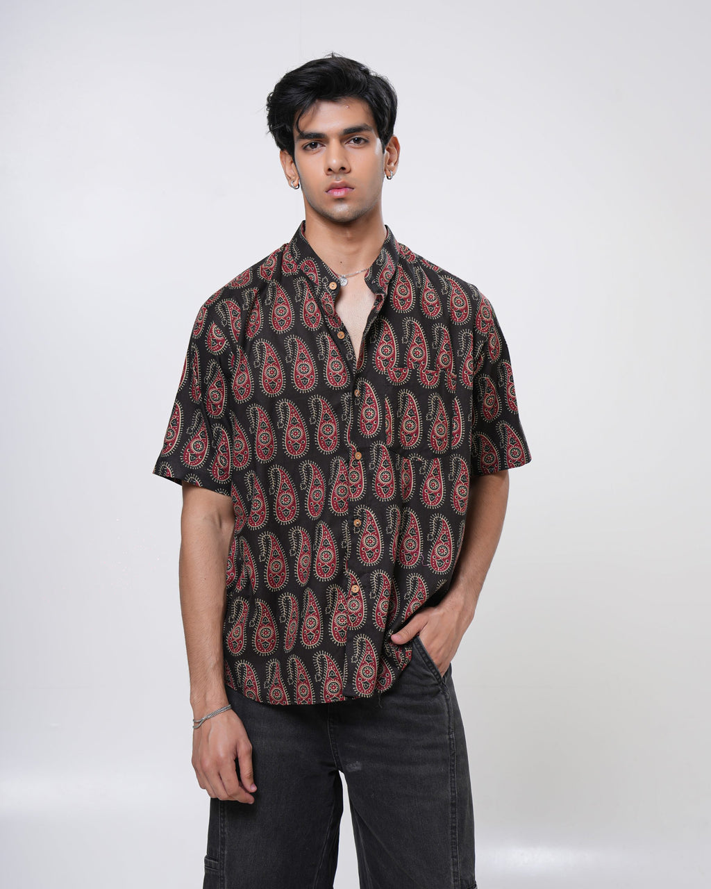 Noir Paisley Printed Men’s Shirt