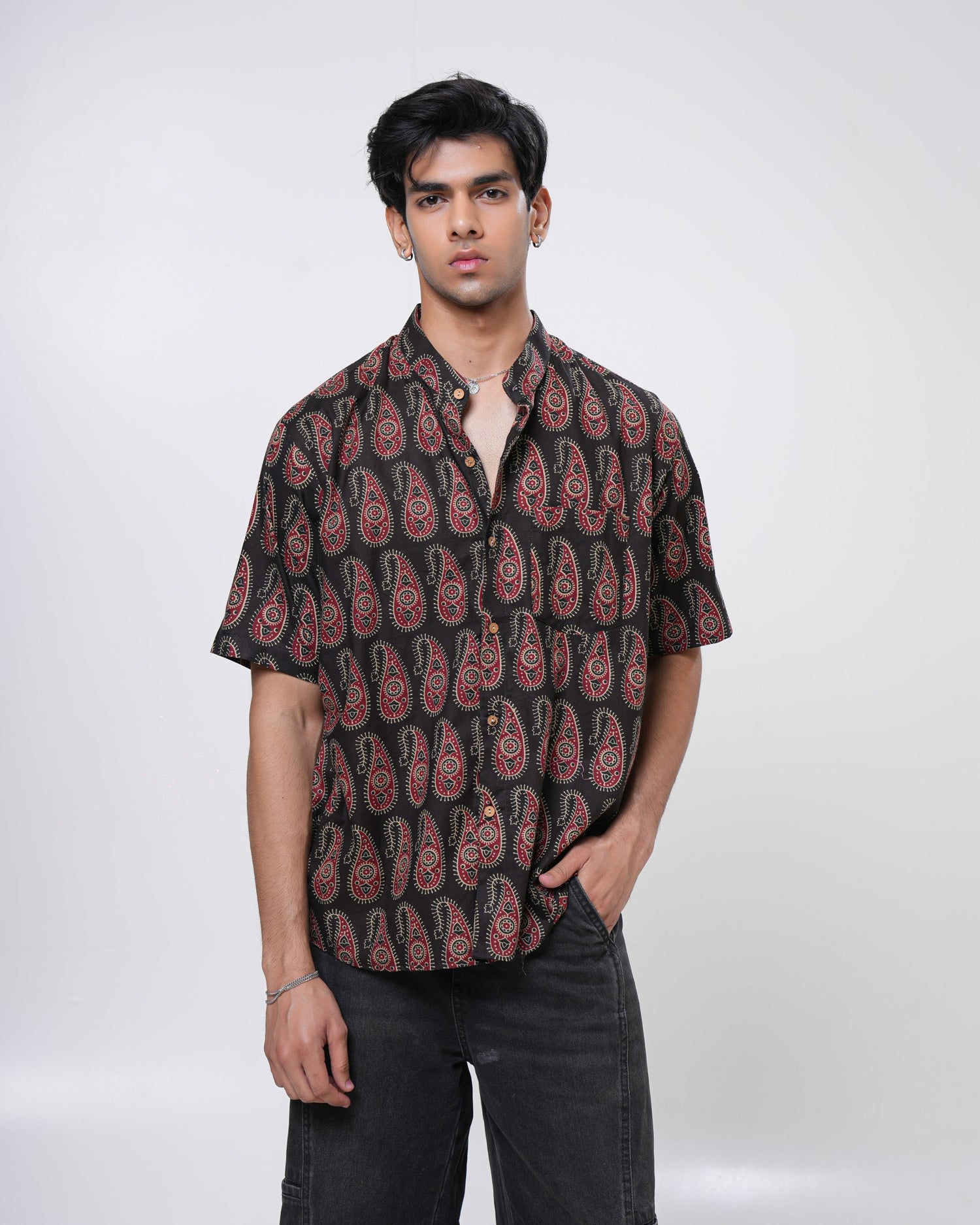 Noir Paisley Printed Men’s Shirt