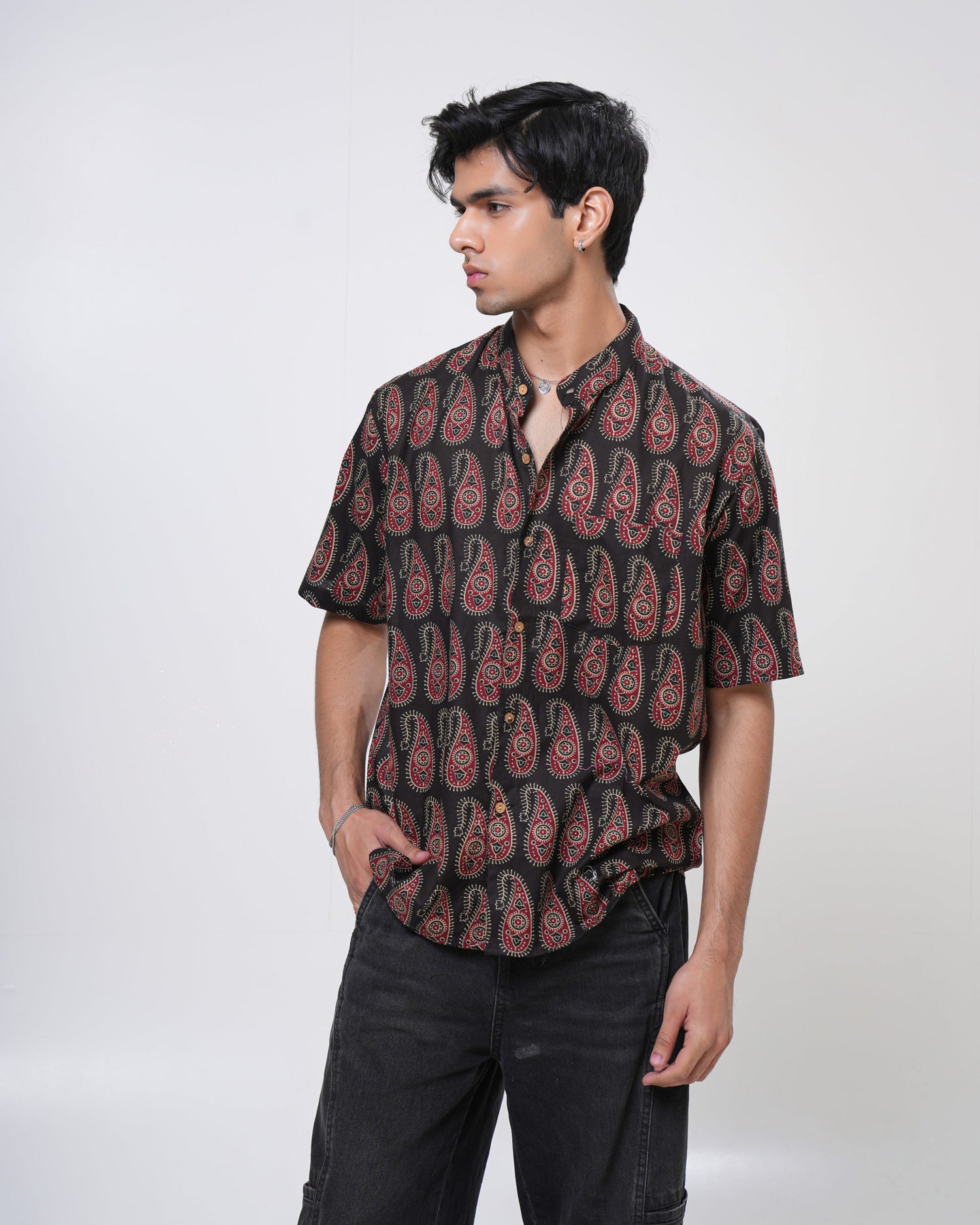 Noir Paisley Printed Men’s Shirt