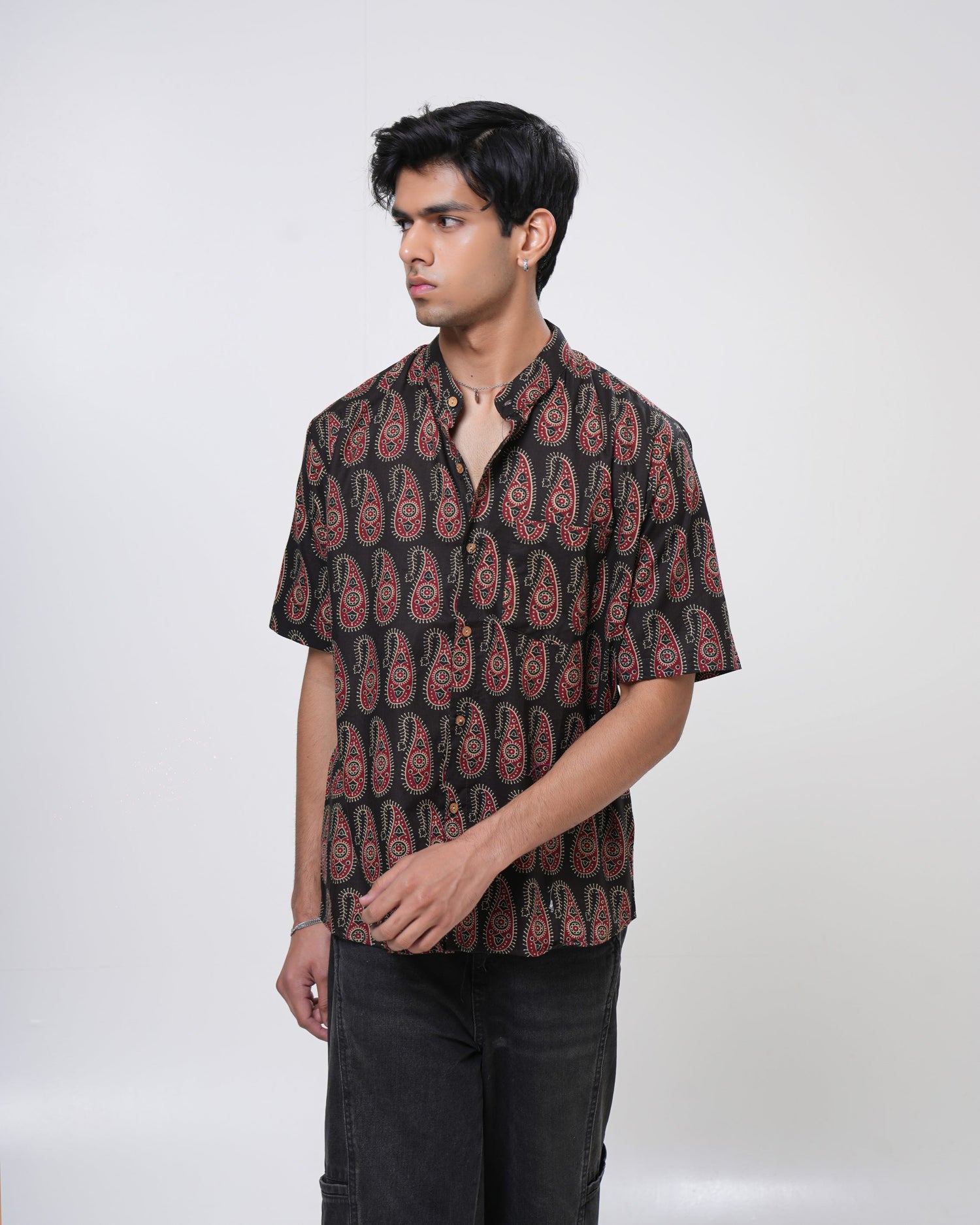 Noir Paisley Printed Men’s Shirt