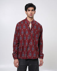 Crimson Ajrakh Inspired Cotton Men’s Shirt