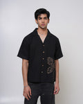 Midnight Monstera Hand Embroidered Men’s Shirt