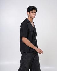 Midnight Monstera Hand Embroidered Men’s Shirt