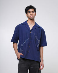 Indigo Vine Hand Embroidered Men’s Shirt