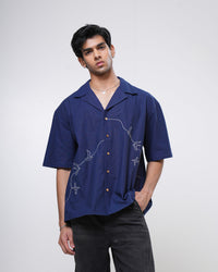Indigo Vine Hand Embroidered Men’s Shirt