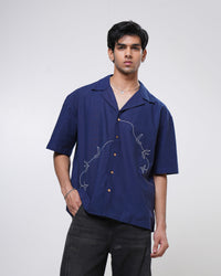 Indigo Vine Hand Embroidered Men’s Shirt