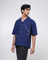 Indigo Vine Hand Embroidered Men’s Shirt