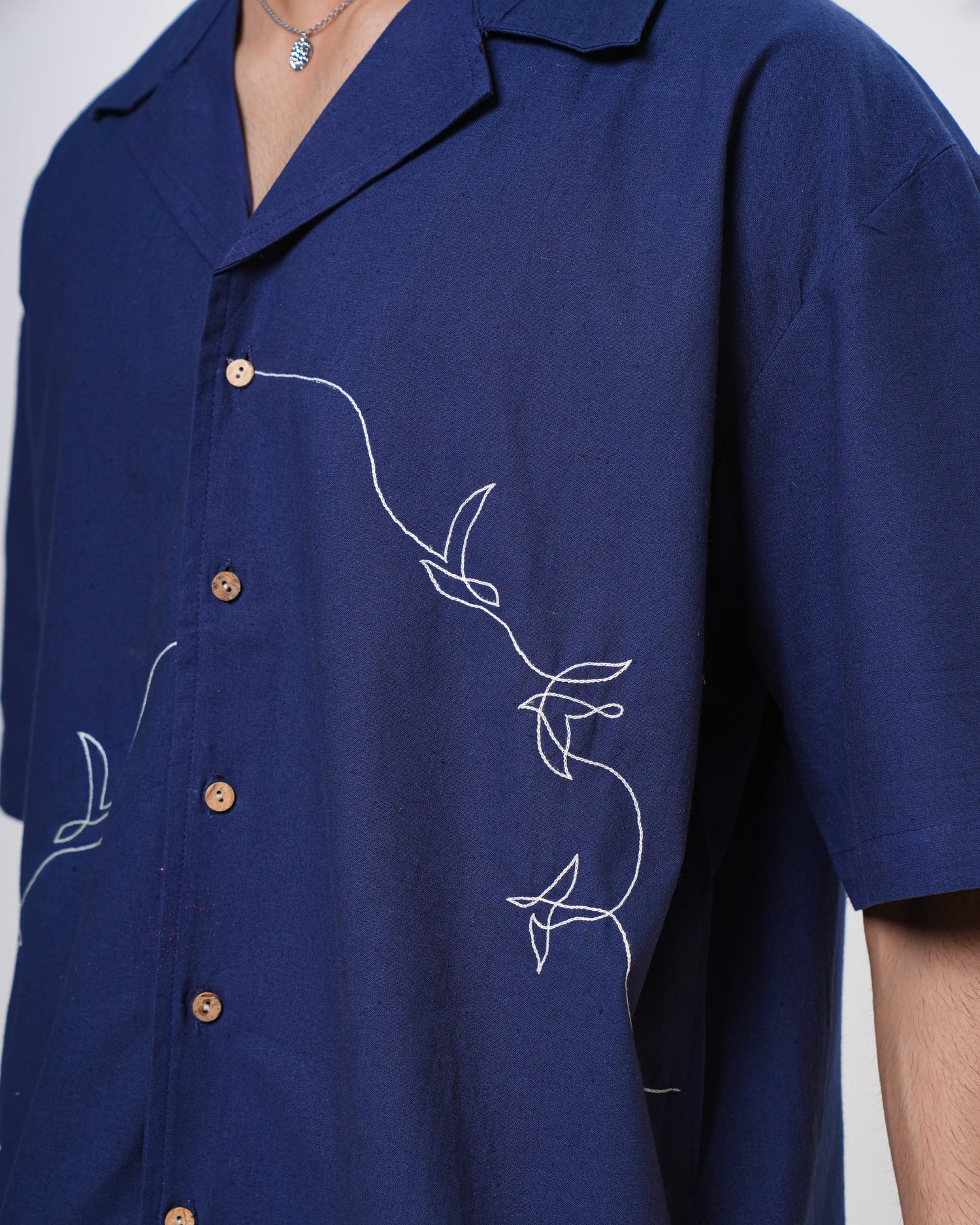 Indigo Vine Hand Embroidered Men’s Shirt