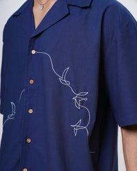Indigo Vine Hand Embroidered Men’s Shirt