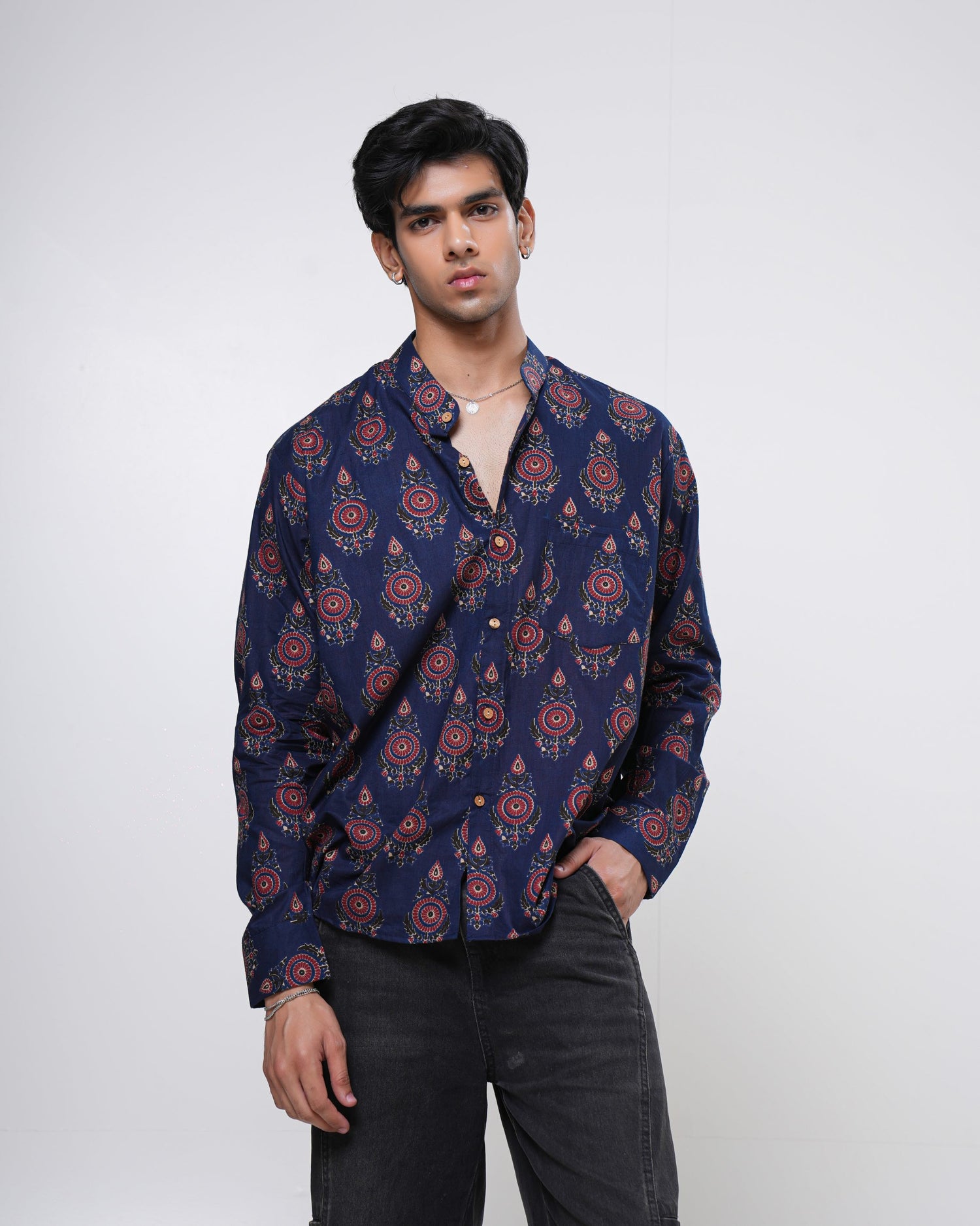 Royal Indigo Printed Men’s Shirt