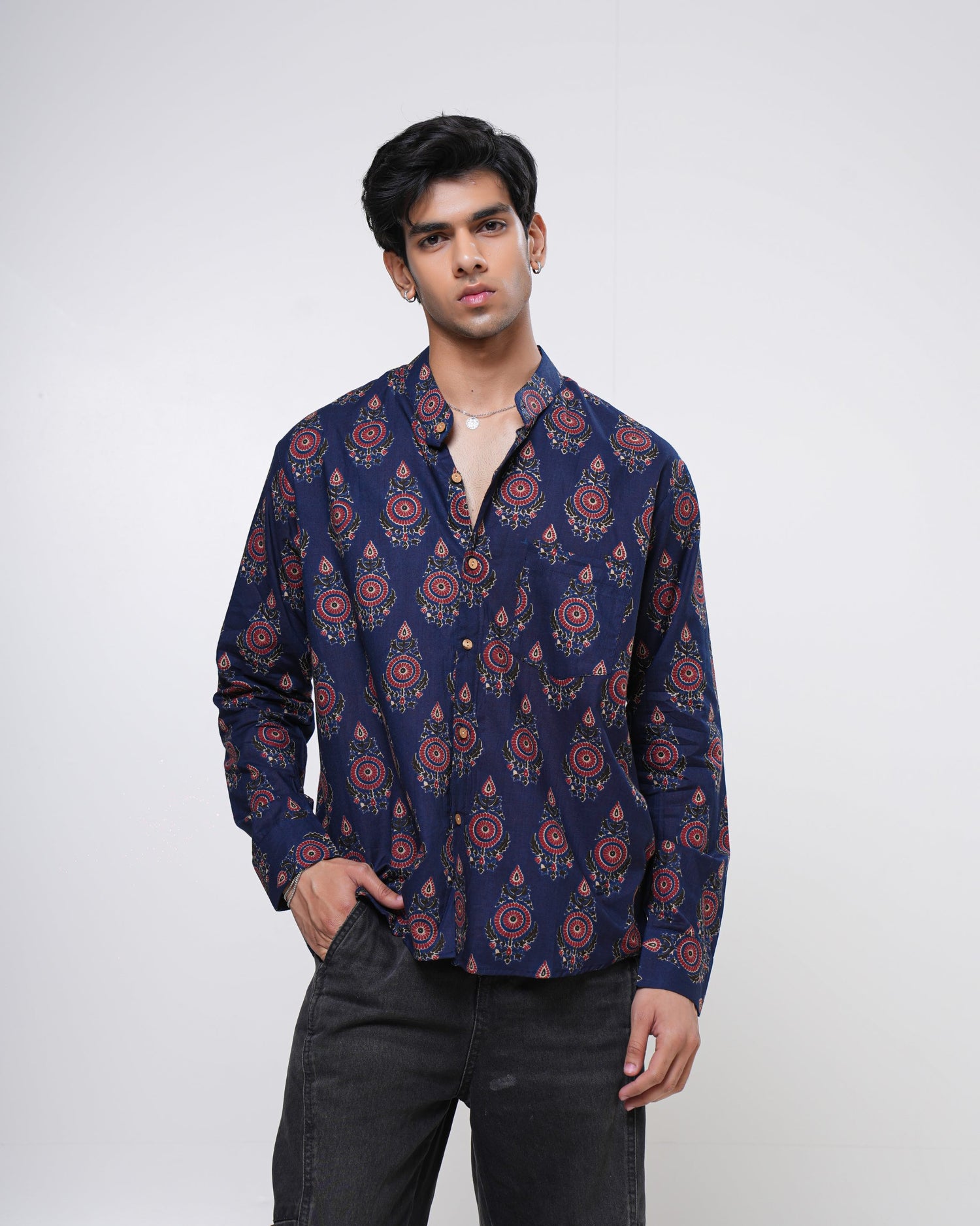 Royal Indigo Printed Men’s Shirt