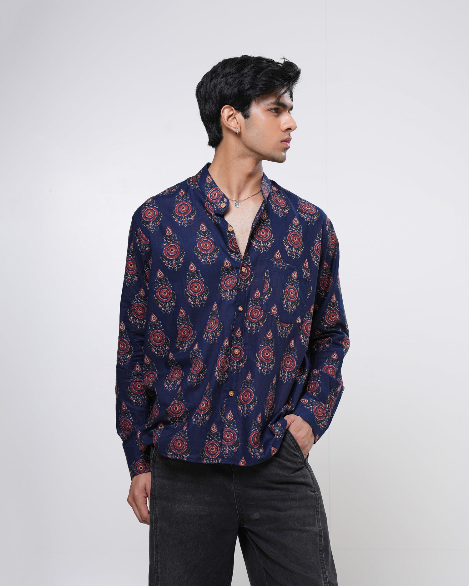 Royal Indigo Printed Men’s Shirt