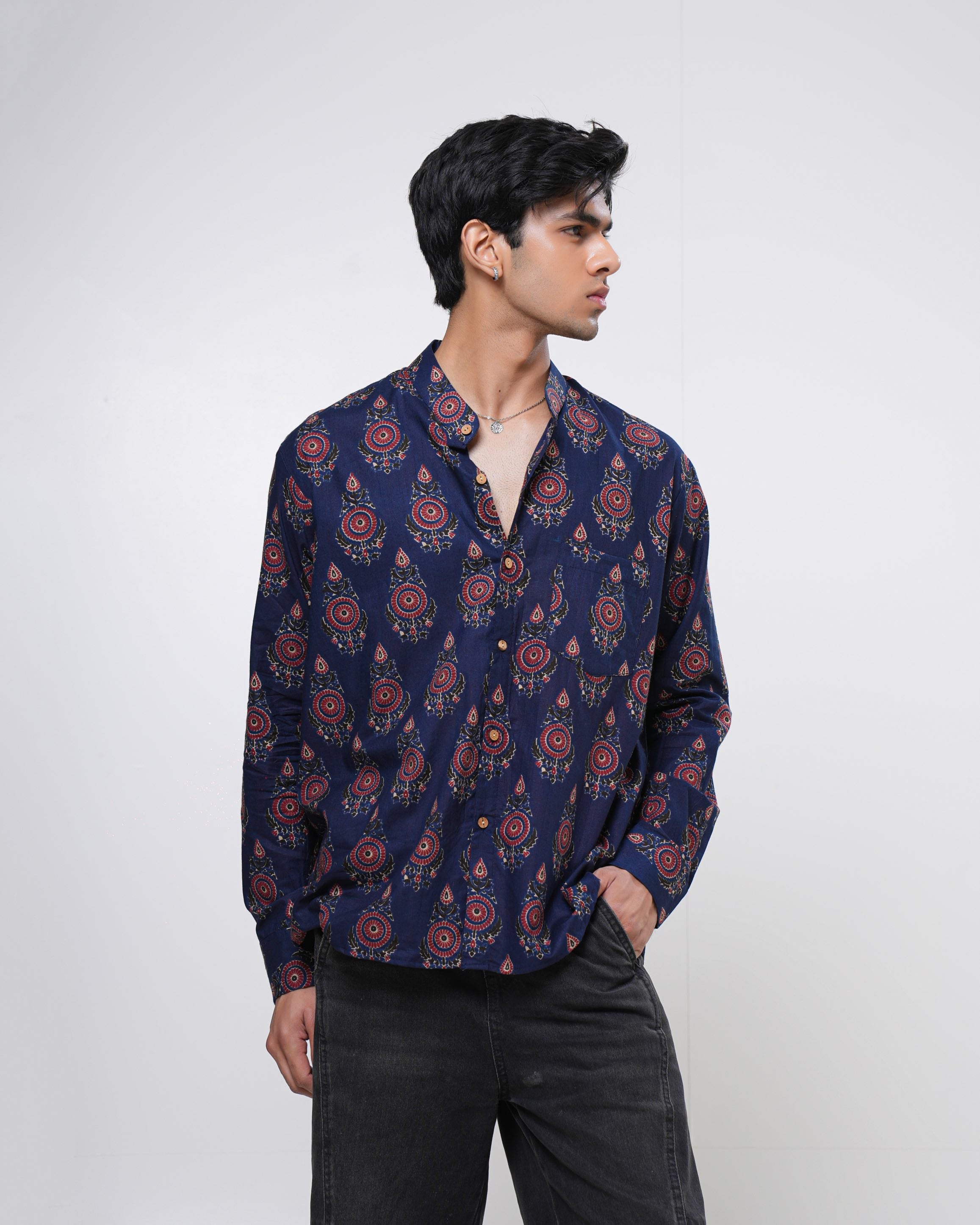 Royal Indigo Printed Men’s Shirt