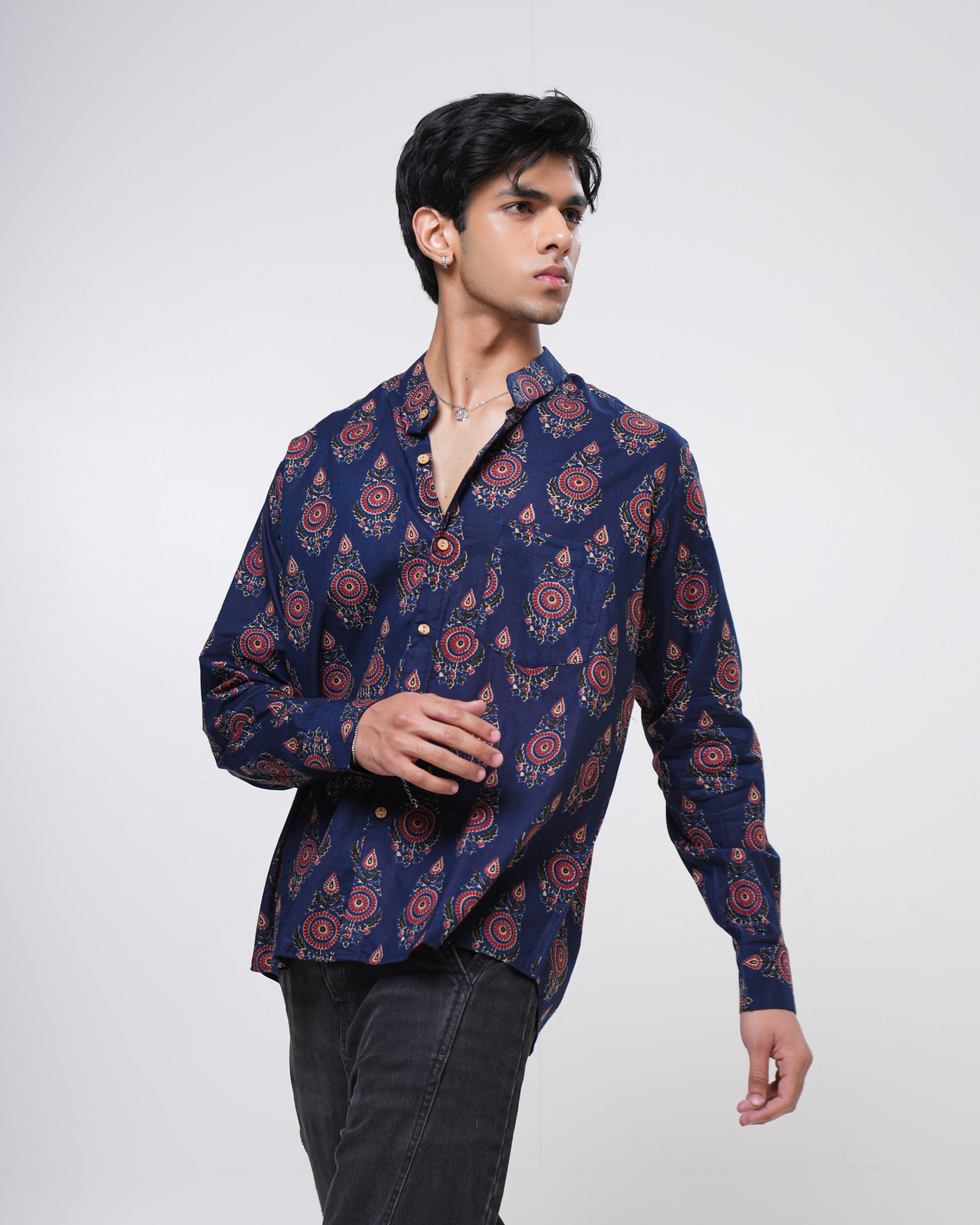 Royal Indigo Printed Men’s Shirt