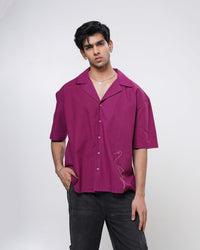 Berry Crane Hand Embroidered Men’s Shirt