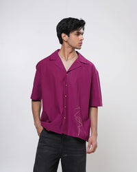 Berry Crane Hand Embroidered Men’s Shirt