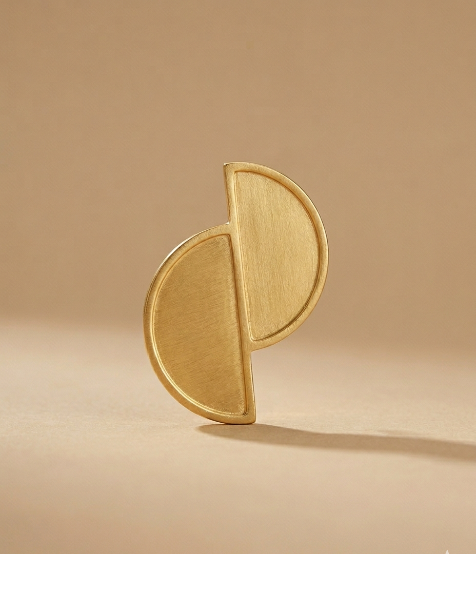Abstract Gold Half-Moon Statement Stud Earrings for Women