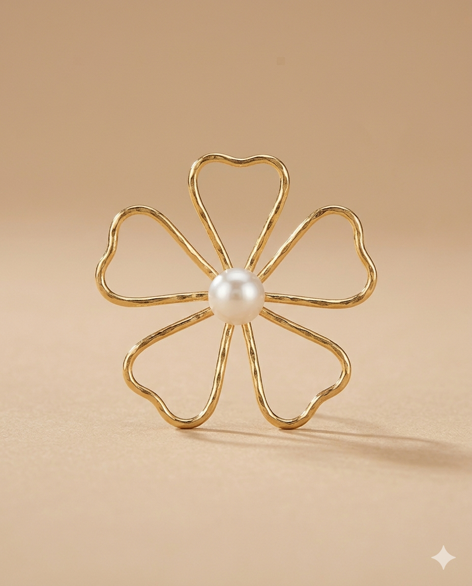 Pearl Flower Gold-Tone Stud Earrings for Women