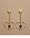 Blue Stone Geometric Drop Earrings in Gold-Tone Finish for Women