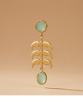 Mint Green Stone Palm Leaf Drop Earrings for Women