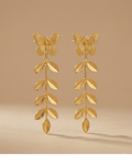 Gold Butterfly Leaf Drop Earrings for Women