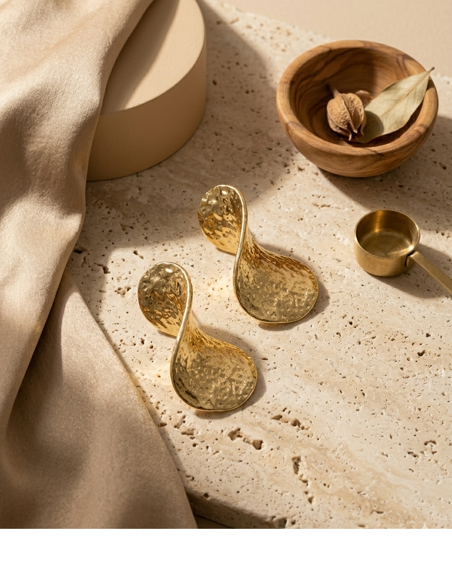 Hammered Gold Teardrop Statement Earrings for Women