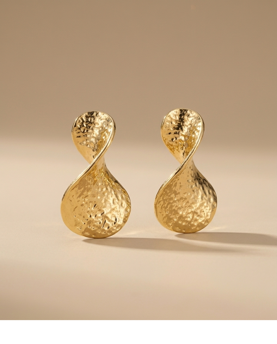 Hammered Gold Teardrop Statement Earrings for Women