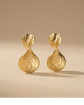 Hammered Gold Teardrop Statement Earrings for Women