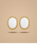 Moonstone Oval Gold Stud Earrings for Women
