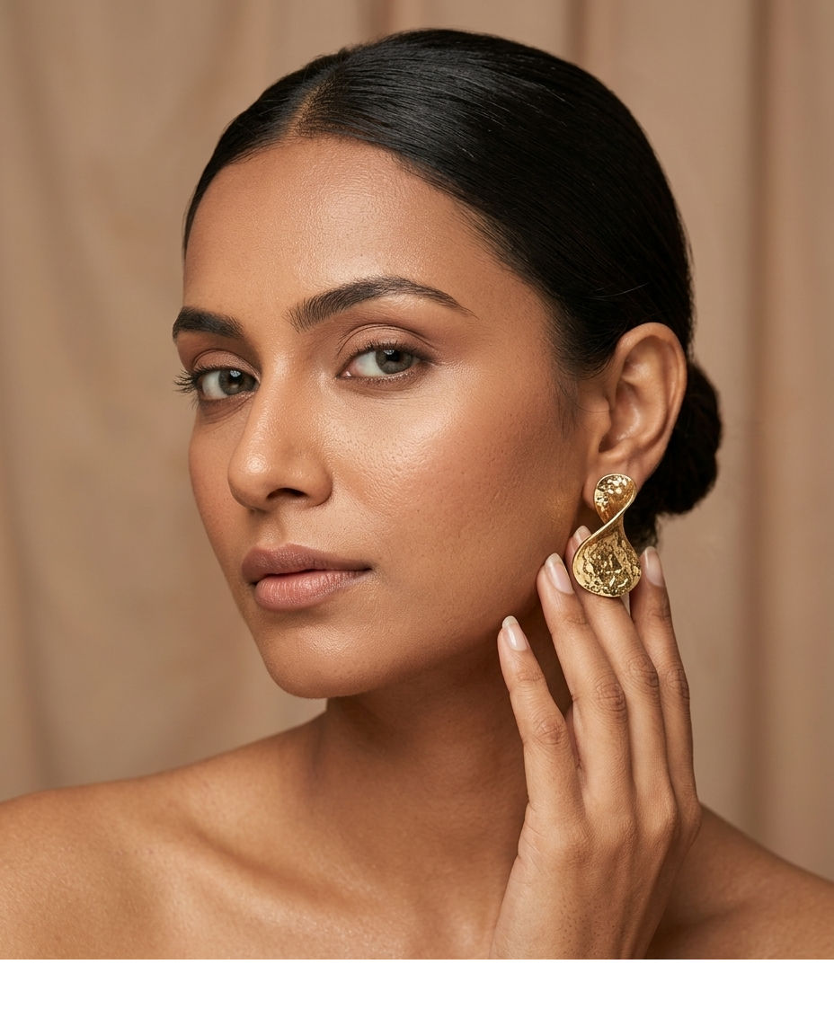 Hammered Gold Teardrop Statement Earrings for Women