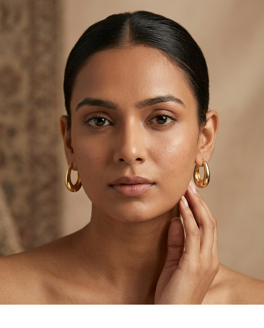 Polished Gold Oval Hoop Earrings for Women