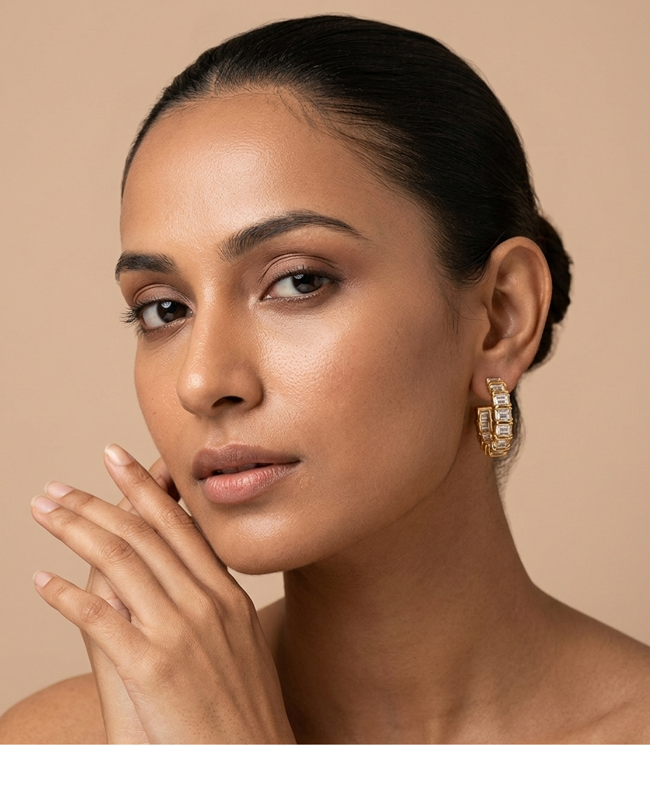 Chunky Segmented Gold Hoop Earrings for Women