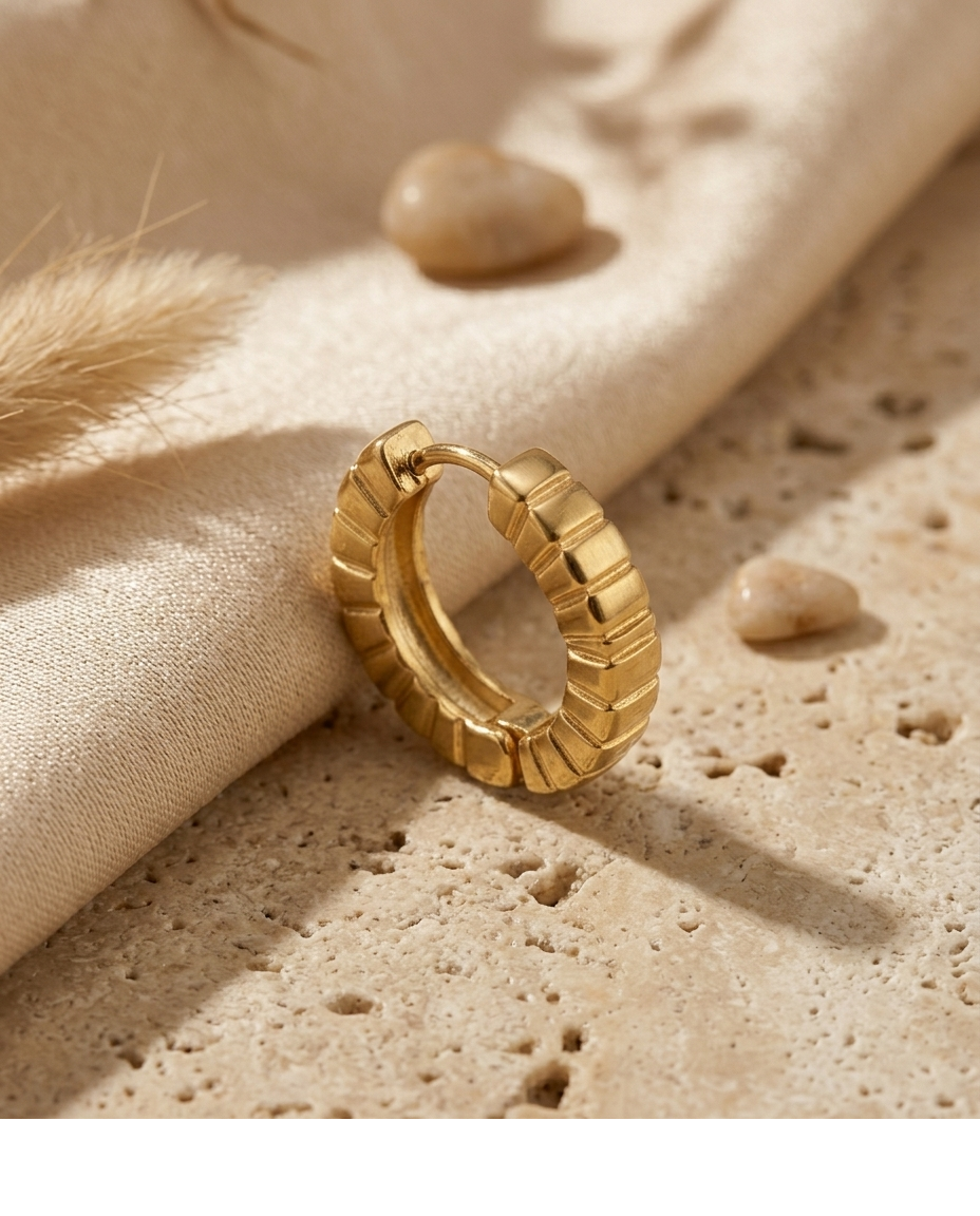 Chunky Segmented Gold Hoop Earrings for Women